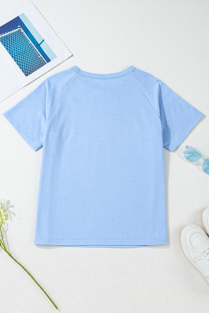Women Striped Patch Front Casual Tee YNIQUE