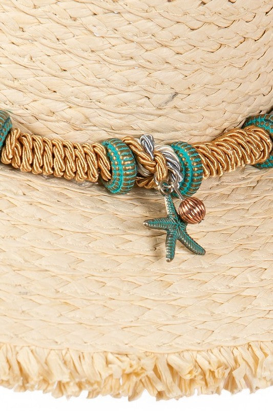 Starfish Charm Hatband Straw Sun Hat LA Jewelry Plaza