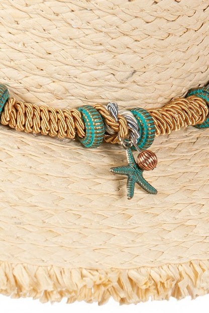 Starfish Charm Hatband Straw Sun Hat LA Jewelry Plaza