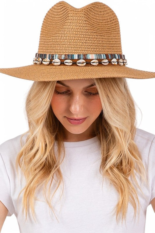 Sea Shell Hat Band Straw Fedora Sun Hat LA Jewelry Plaza