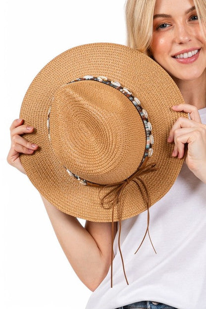Sea Shell Hat Band Straw Fedora Sun Hat LA Jewelry Plaza