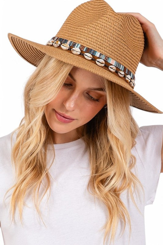 Sea Shell Hat Band Straw Fedora Sun Hat LA Jewelry Plaza