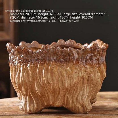 Large Ceramic Flower Pot with Tree Root Design  DAME BOHEME