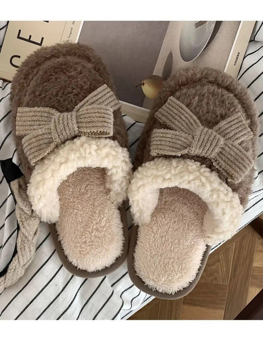 Cozy Knit Bow Slippers  DAME BOHEME