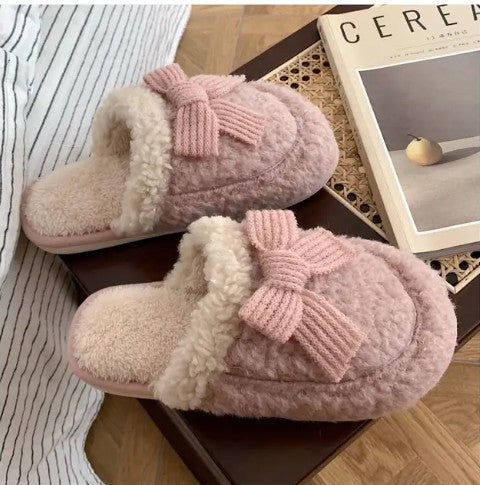 Cozy Knit Bow Slippers  DAME BOHEME