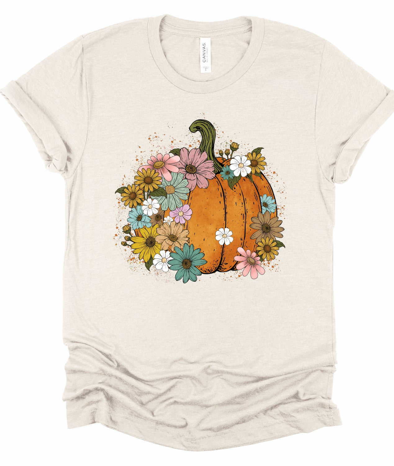 Floral Pumpkin Halloween Graphic Tee Top  DAME BOHEME
