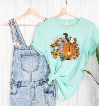 Floral Pumpkin Halloween Graphic Tee Top  DAME BOHEME