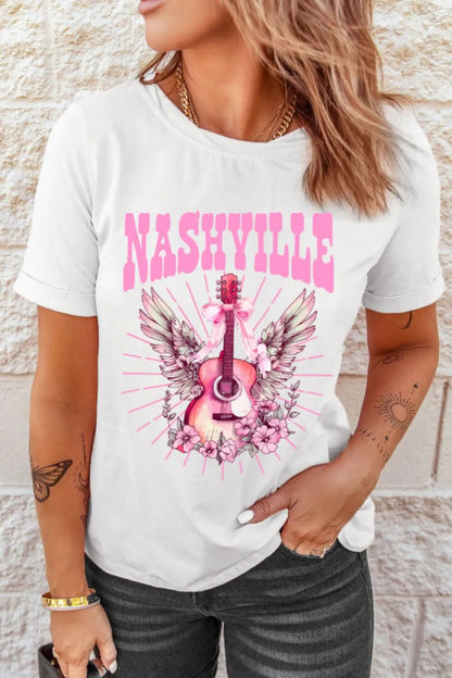 Graphic Round Neck Short Sleeve T-Shirt  DAME BOHEME
