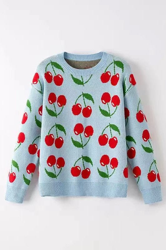 Cherry Pattern Knit Sweater  DAME BOHEME