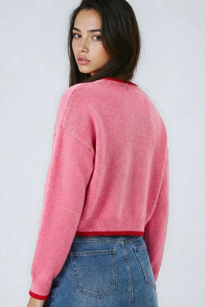 Miss Sparkling Strawberry Print Knit Sweater  DAME BOHEME