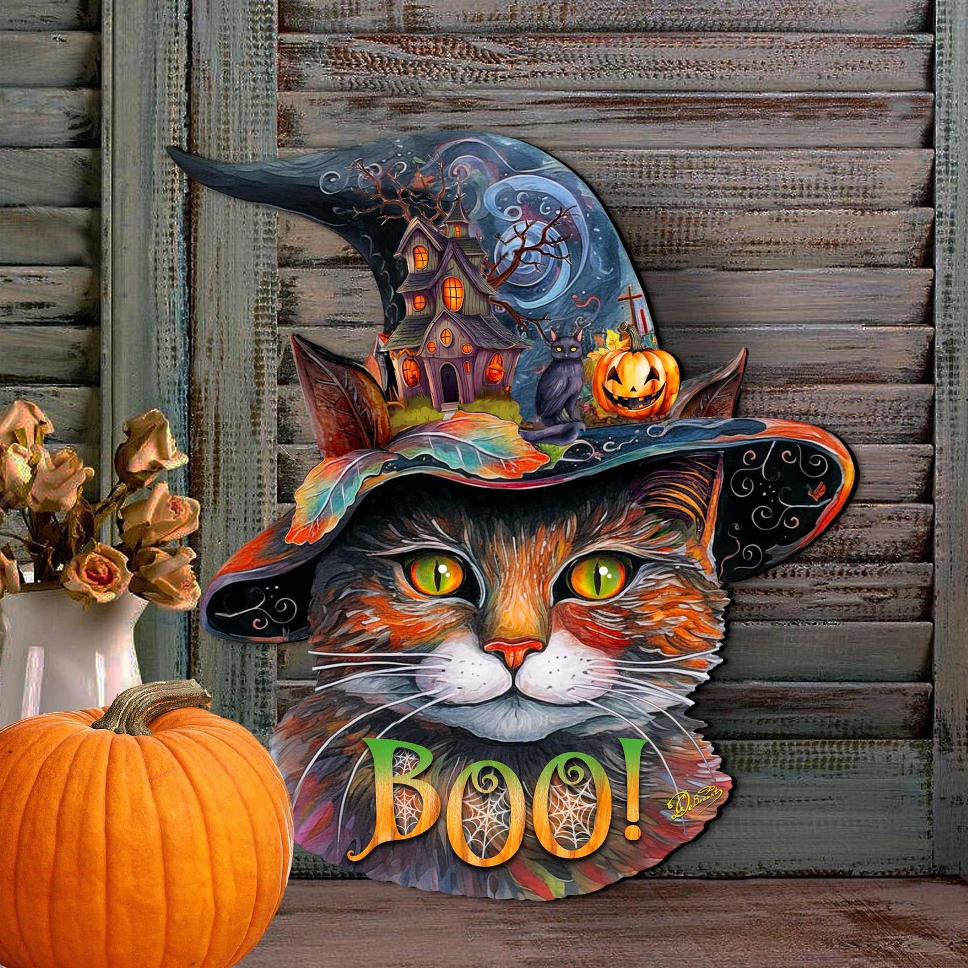 Halloween Cat in a Hat Holiday Door Decor by G. DeBrekht - Halloween Decor - 8652792H  DAME BOHEME