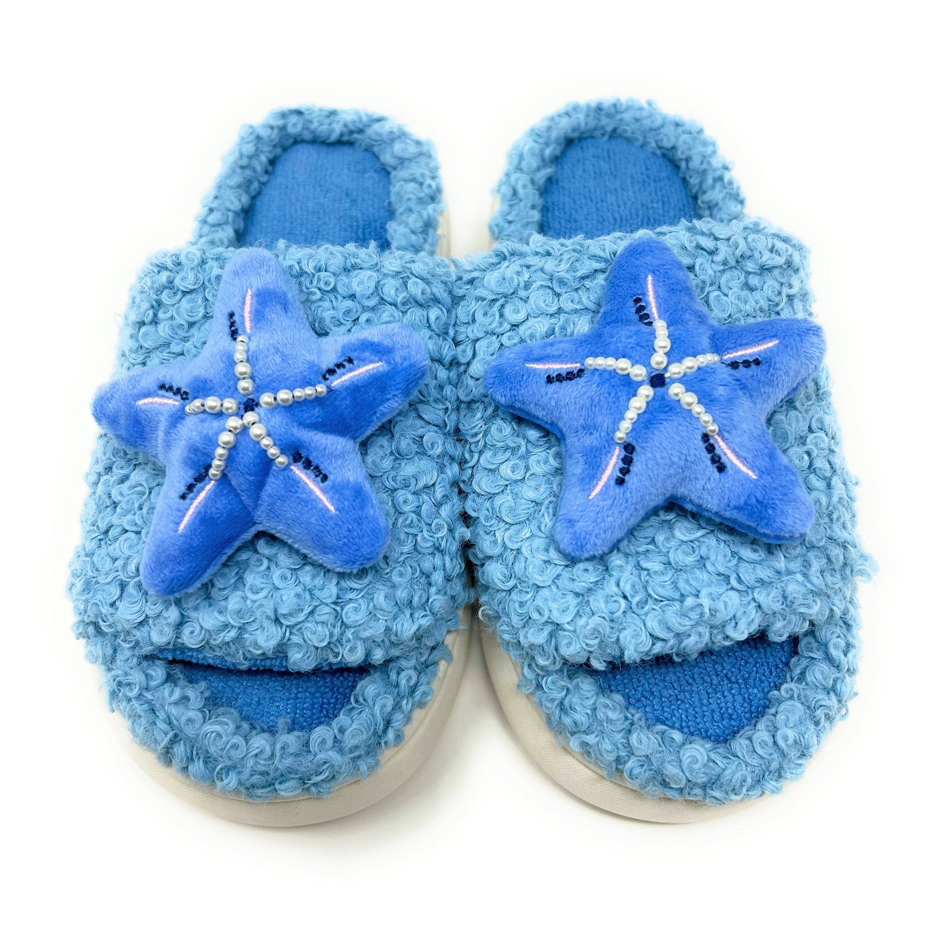 Ocean Blue Starfish Women's Slide on Slippers Oooh Yeah Socks