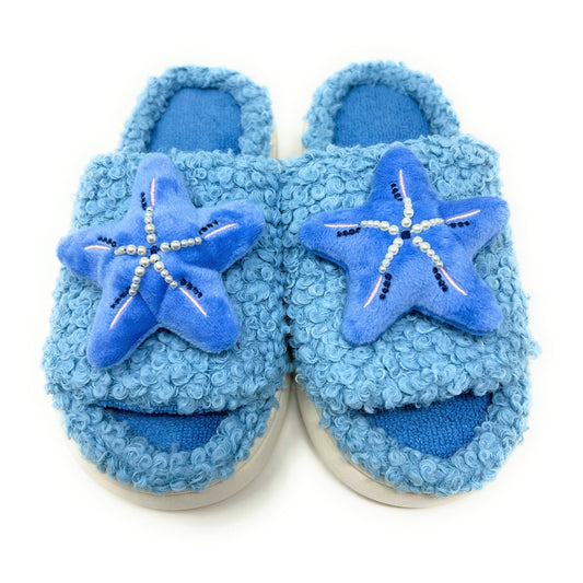 Ocean Blue Starfish Women's Slide on Slippers Oooh Yeah Socks
