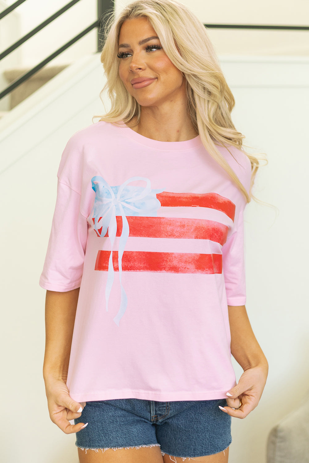 Pink Bow Flag Tee  DAME BOHEME