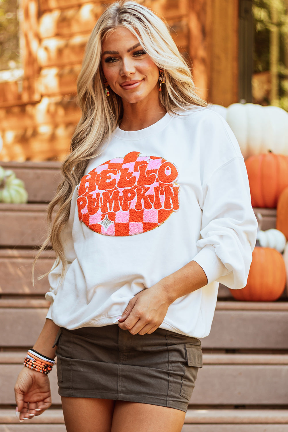 Blair Halloween Pumpkin Patched Pullover Sweatshirt  DAME BOHEME