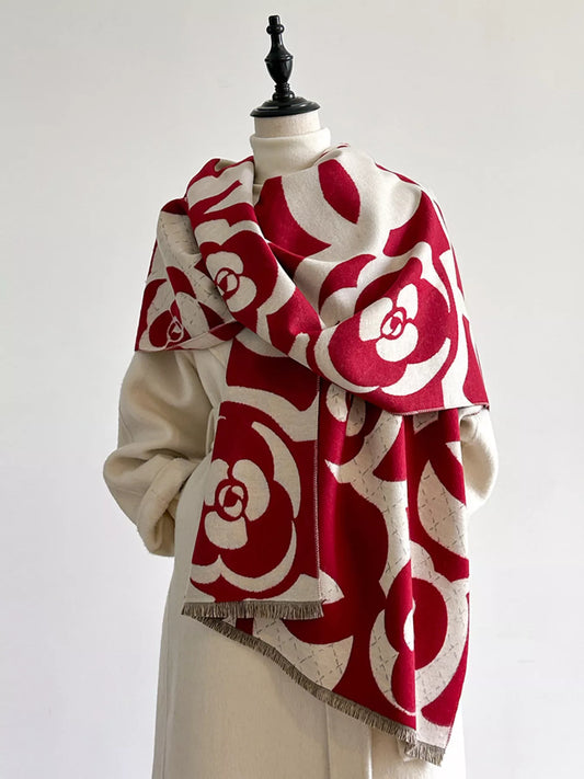 Floral Patterned Warm Scarf  DAME BOHEME