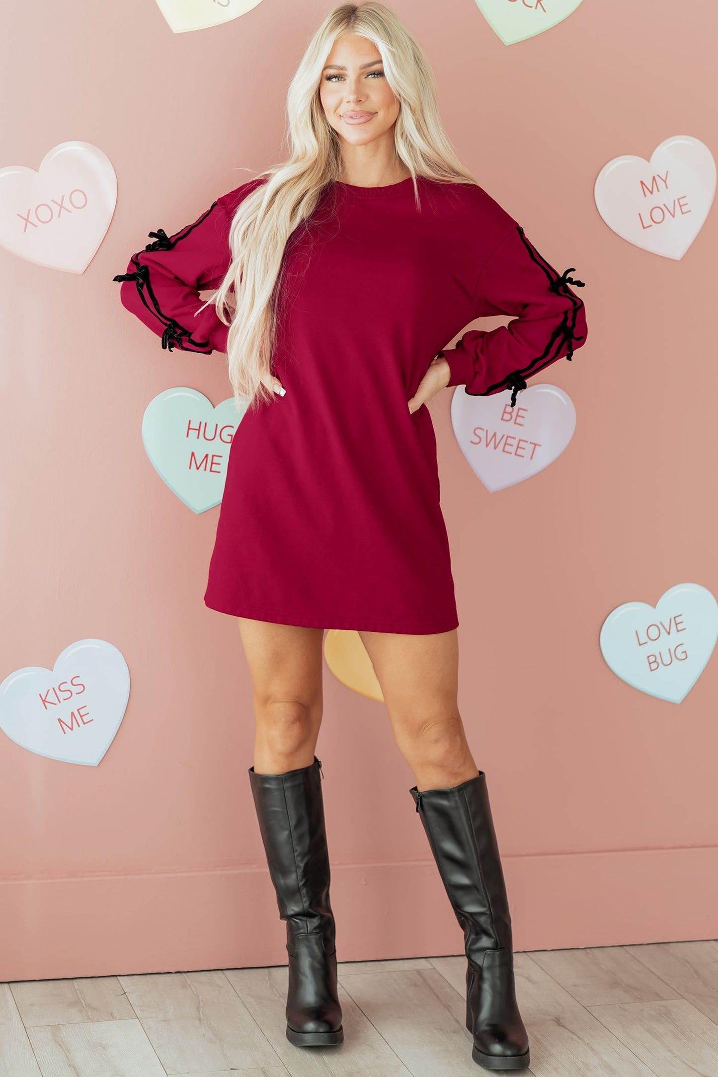 Priscilla Drop Shoulder Sweatshirt Valentines Dress  DAME BOHEME