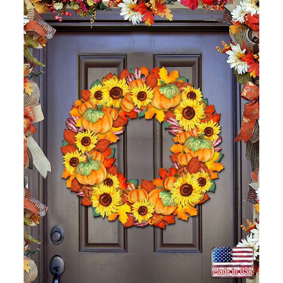 Fall Holiday Door Wreath by G. DeBrekht - Thanksgiving Halloween Decor - 8185305H  DAME BOHEME