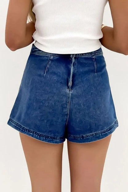Asymmetrical Denim Skort with Pockets Simply Love