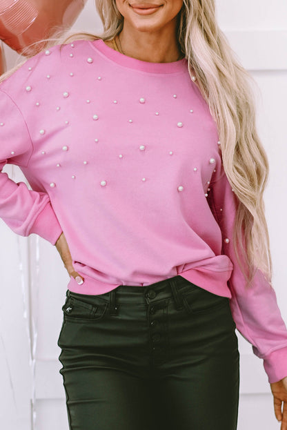 Lilah Pearl Detail Ribbed Crew Neck Sweatshirt  DAME BOHEME