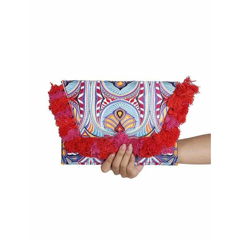 Embroidered Multi Tassel Envelope Clutch Bag - Thailand  DAME BOHEME