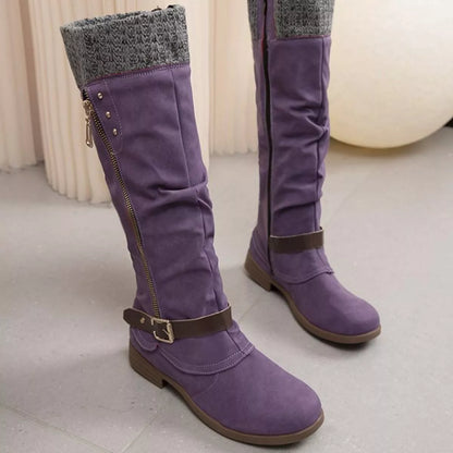 Knee High Slouch Boots with Knit Cuff  DAME BOHEME