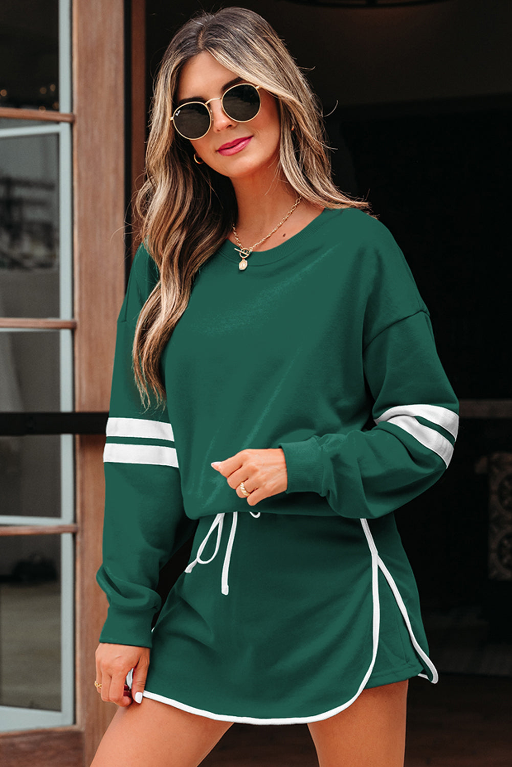 Sophia Varsity Sportwear Casual 2 Piece Skirt Outfit Set  DAME BOHEME