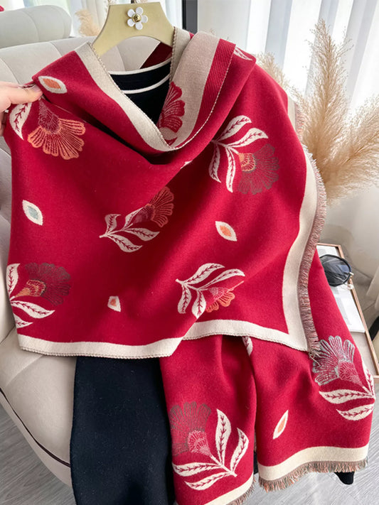 Printed Raw Hem Shawl  DAME BOHEME