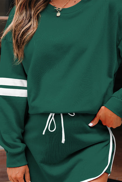 Sophia Varsity Sportwear Casual 2 Piece Skirt Outfit Set  DAME BOHEME