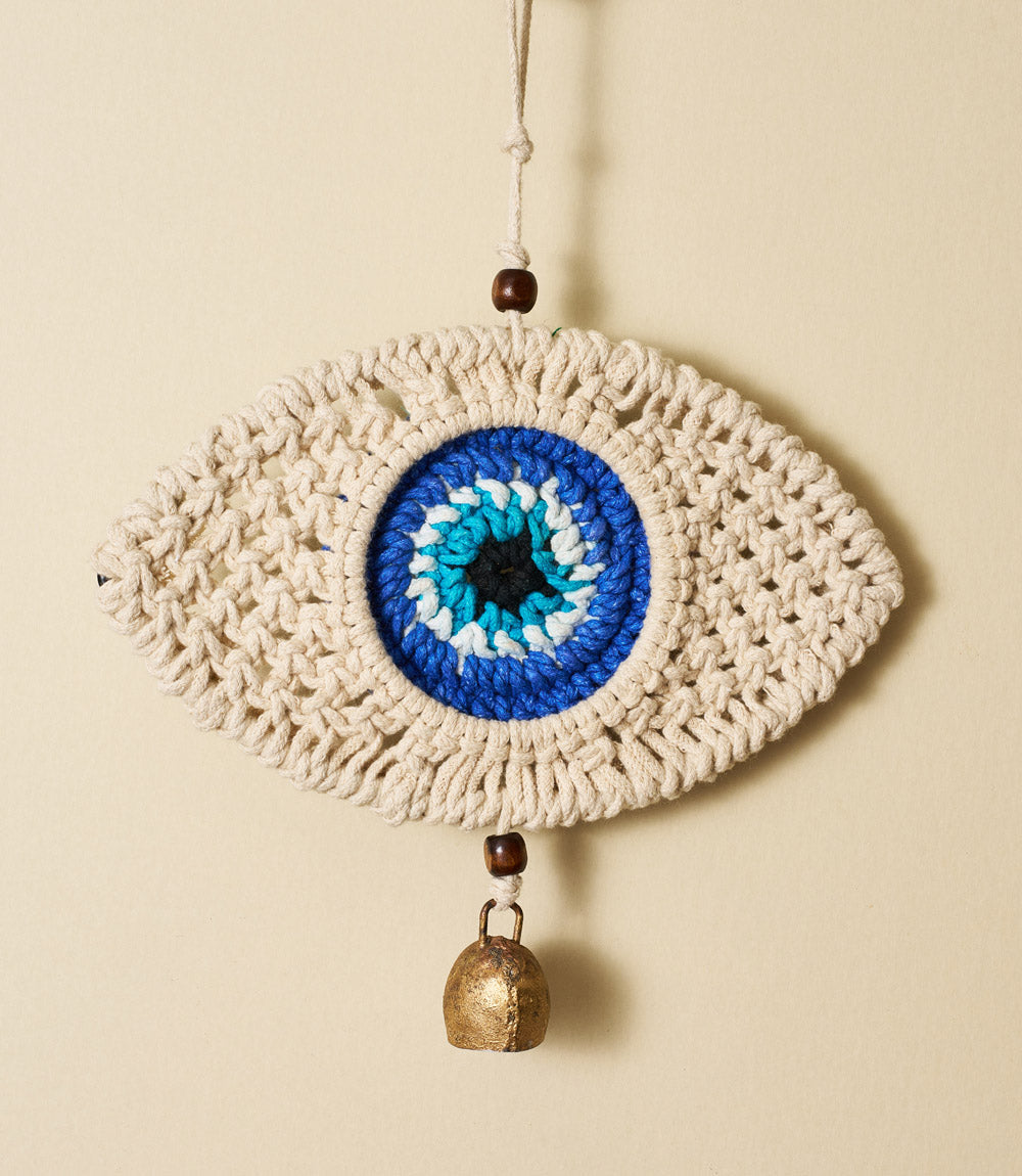 Buna Evil Eye Macrame Wall Hanging - Handmade, Fair Trade  DAME BOHEME