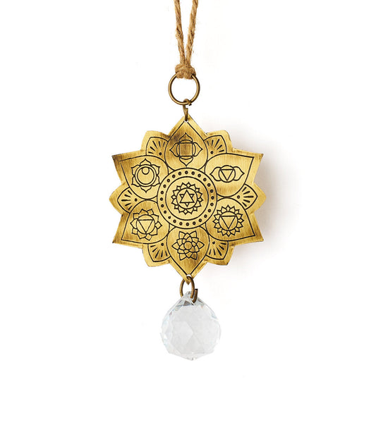 Surya Lotus Engraved Brass Suncatcher  DAME BOHEME