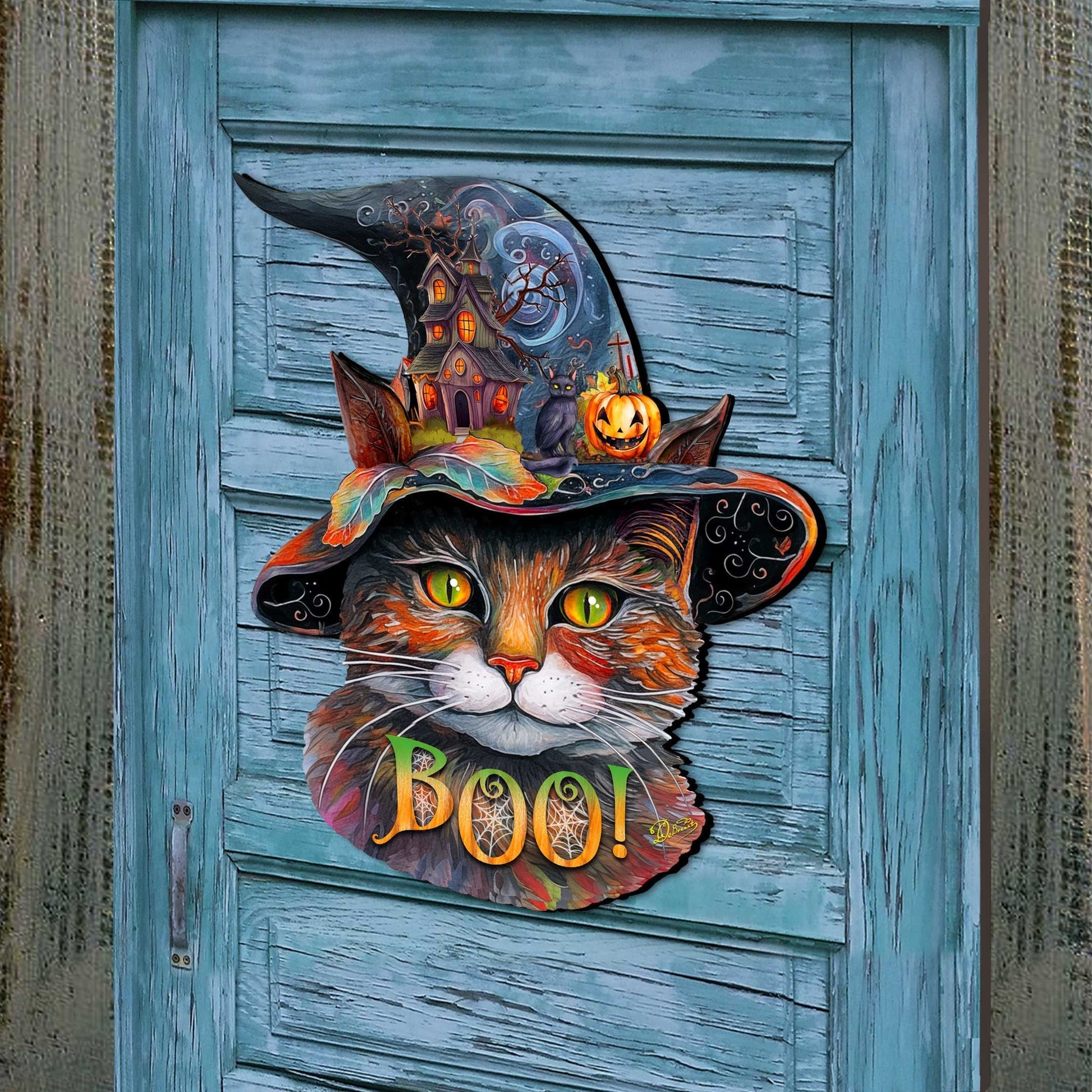 Halloween Cat in a Hat Holiday Door Decor by G. DeBrekht - Halloween Decor - 8652792H  DAME BOHEME