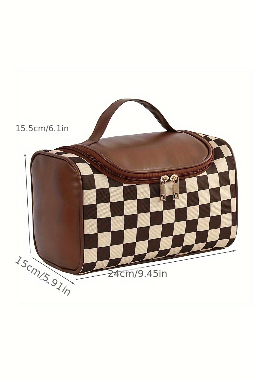 Black Checkered Zipper Makeup Bag  DAME BOHEME