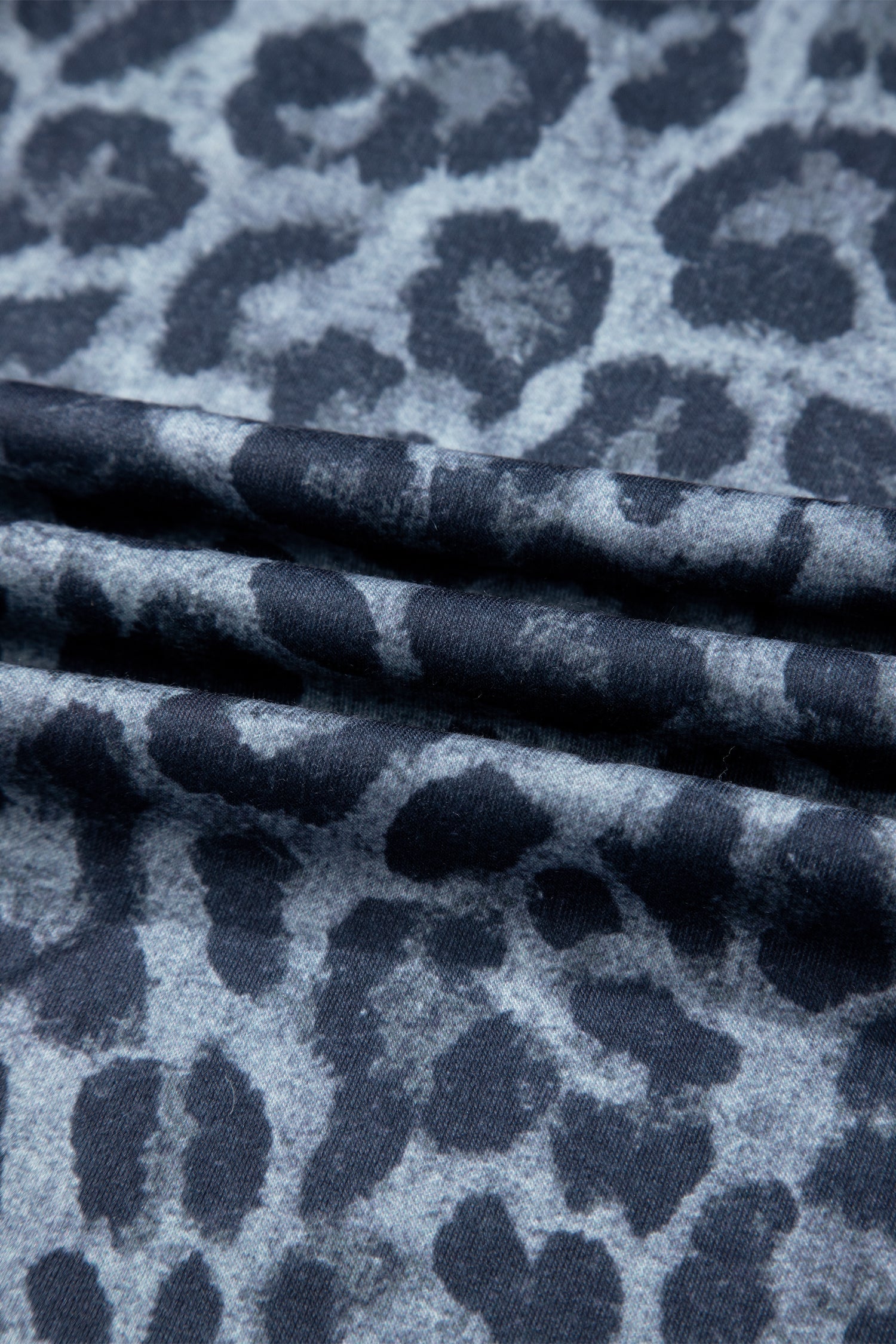 Gray Wild Leopard Print Frilled Detail Drawstring Wide Leg Pants  DAME BOHEME