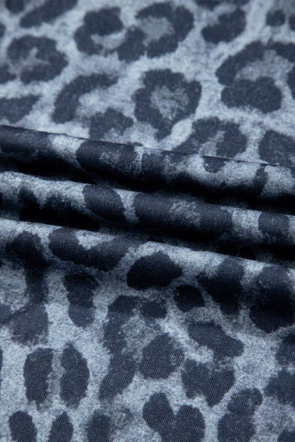 Gray Wild Leopard Print Frilled Detail Drawstring Wide Leg Pants  DAME BOHEME