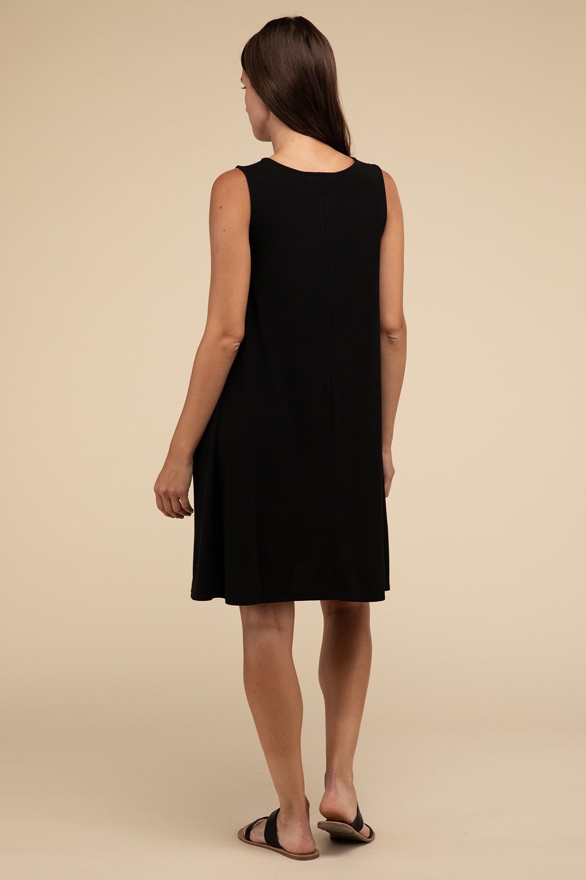 Sleeveless Flared Casual Dress with Side Pockets ZENANA