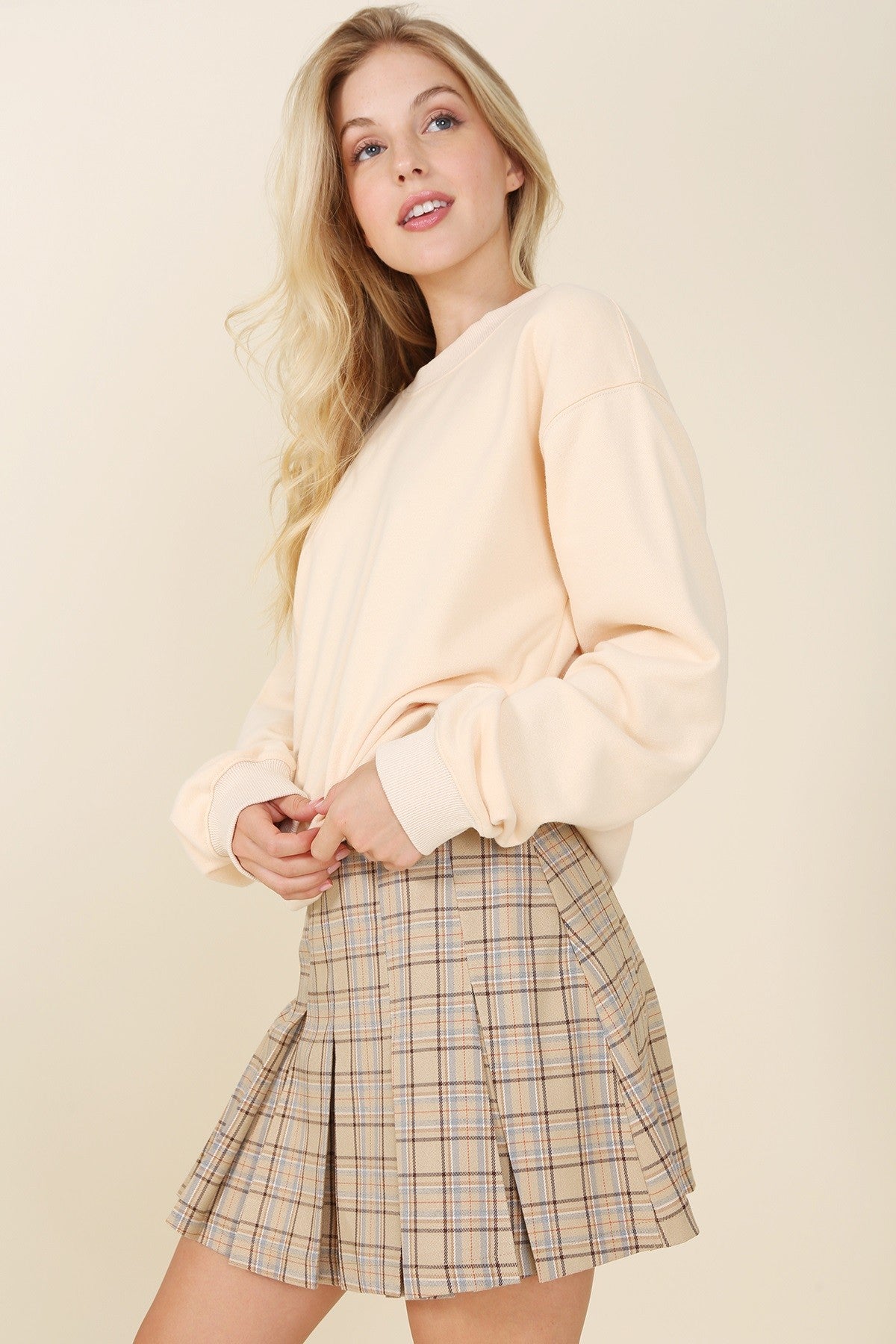 Lilou Plaid Pleated Mini Skirt for Women