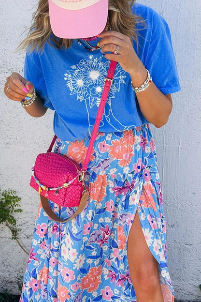 Graphic Round Neck Short Sleeve T-Shirt  DAME BOHEME