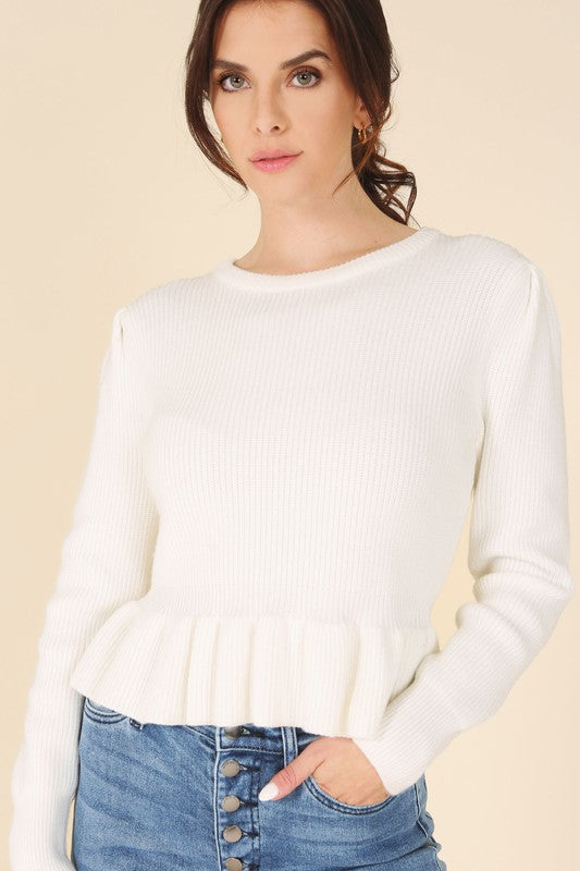 Peplum Long Sleeve Sweater Top