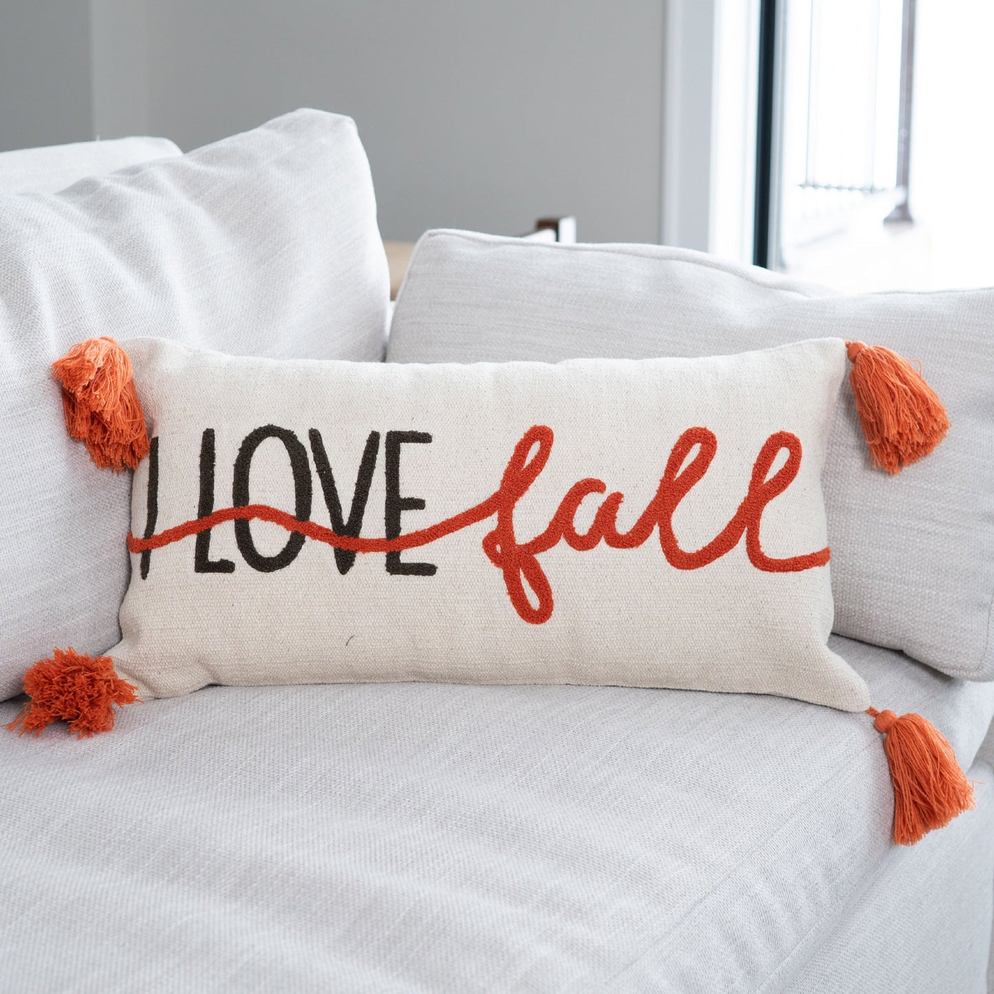 Halloween 12x22" I Love Fall Embroidered Lumbar Pillow  DAME BOHEME