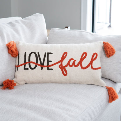 Halloween 12x22" I Love Fall Embroidered Lumbar Pillow  DAME BOHEME