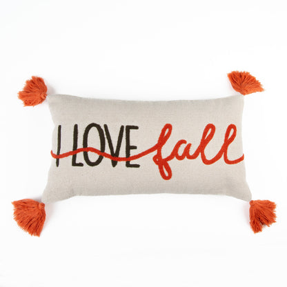 Halloween 12x22" I Love Fall Embroidered Lumbar Pillow  DAME BOHEME