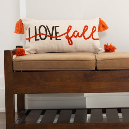 Halloween 12x22" I Love Fall Embroidered Lumbar Pillow  DAME BOHEME