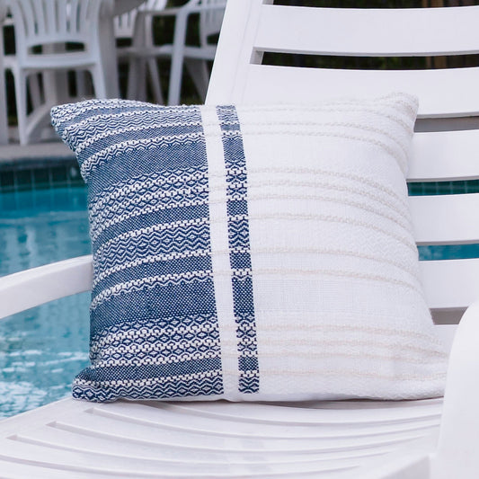 Genevieve 18X18" Handwoven Striped In/Outdoor Throw Pillow  DAME BOHEME