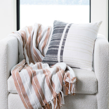 Genevieve 18X18" Handwoven Striped In/Outdoor Throw Pillow  DAME BOHEME