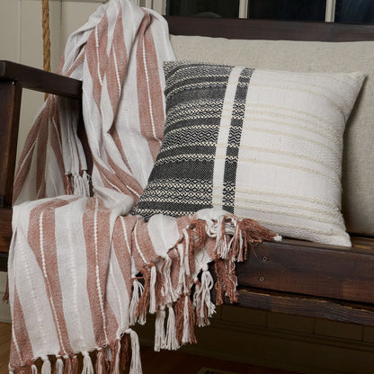 Genevieve 18X18" Handwoven Striped In/Outdoor Throw Pillow  DAME BOHEME
