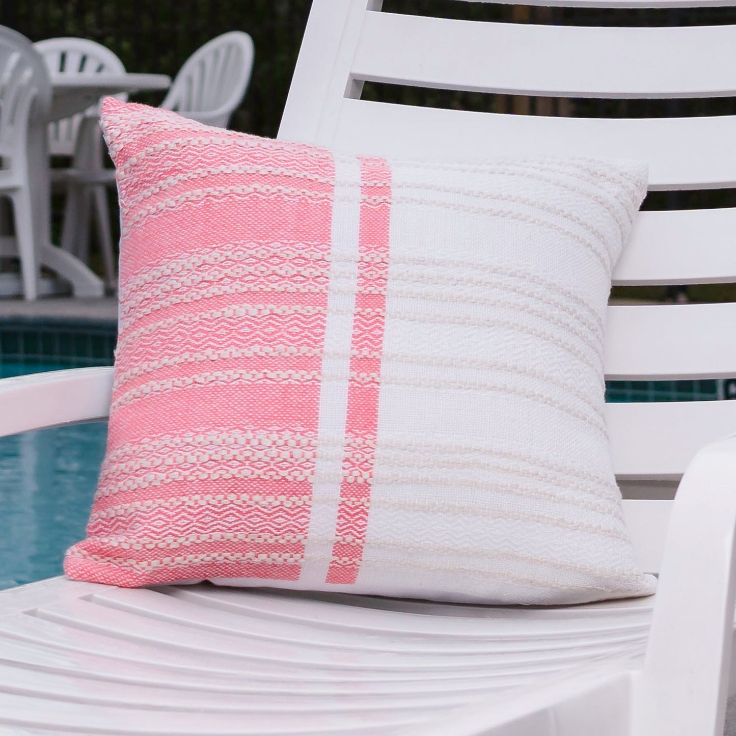 Genevieve 18X18" Handwoven Striped In/Outdoor Throw Pillow  DAME BOHEME