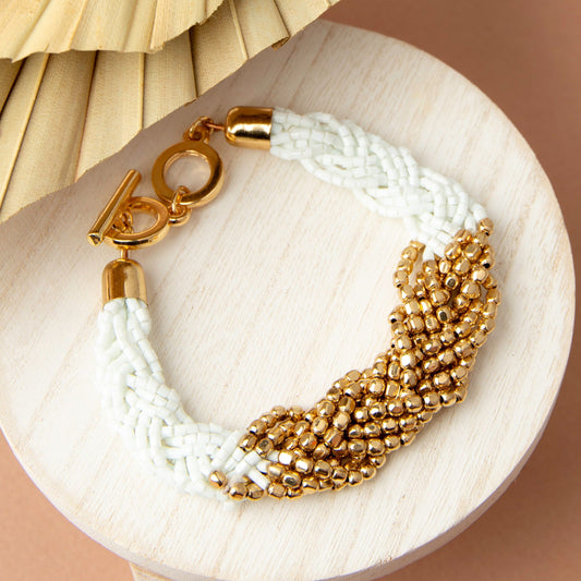 Camila Braided Seed Bead Toggle Bracelet  DAME BOHEME