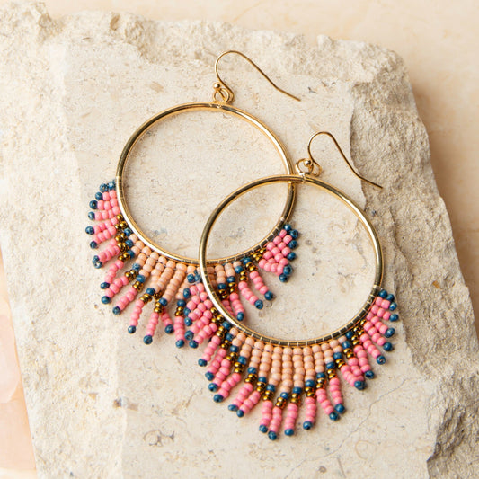Irie Beaded Chandelier Hoop Drop Earrings  DAME BOHEME