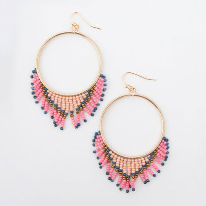 Irie Beaded Chandelier Hoop Drop Earrings  DAME BOHEME